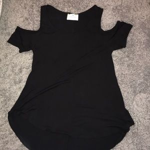 Fun black shoulder cut tee!